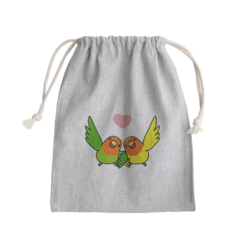 ハイタッチなかよしコザクラインコ【まめるりはことり】 Mini Drawstring Bag