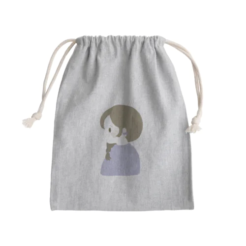 薄紫ニットの女の子 Mini Drawstring Bag