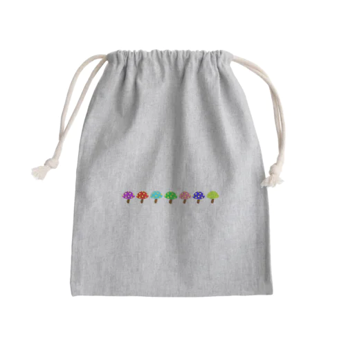 カラフルきのこ Mini Drawstring Bag