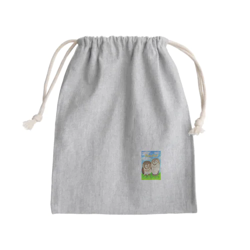 草原とメンフクロウず（ロゴ入り）② Mini Drawstring Bag