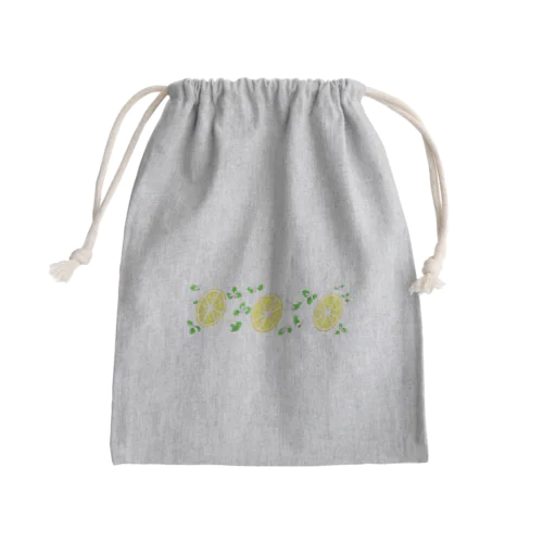 スライスレモンとレモンの花 Mini Drawstring Bag