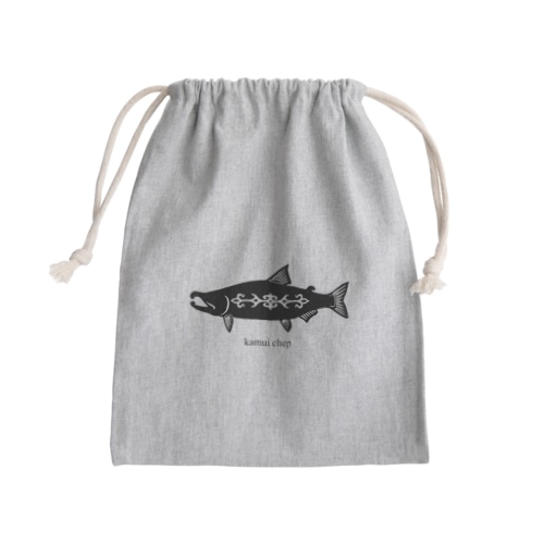 鮭   アイヌ模様 Mini Drawstring Bag