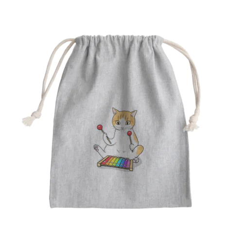 木琴を叩く猫 Mini Drawstring Bag