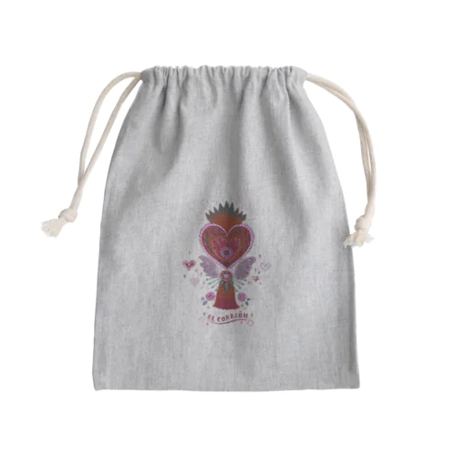 メキシコのハートタッセル（ピンク） Mini Drawstring Bag