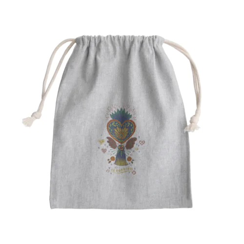 メキシコのハートタッセル（ブルー） Mini Drawstring Bag