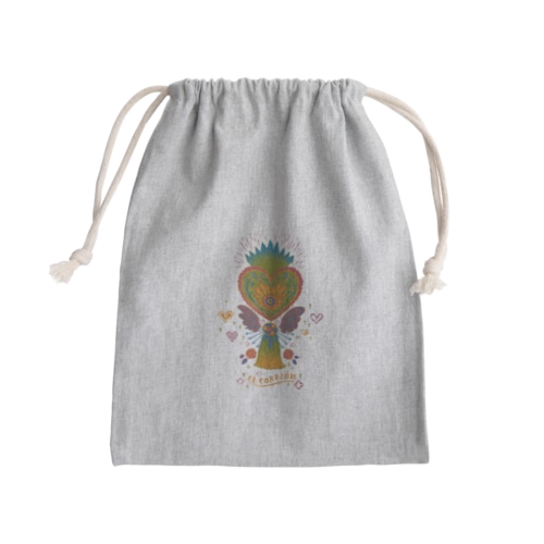 メキシコのハートタッセル（グリーン） Mini Drawstring Bag