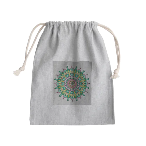 マンダラGREEN Mini Drawstring Bag