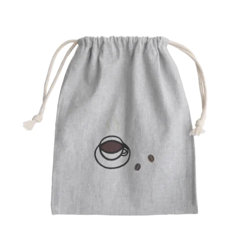 陶土コーヒー豆とコーヒーイラスト Mini Drawstring Bag