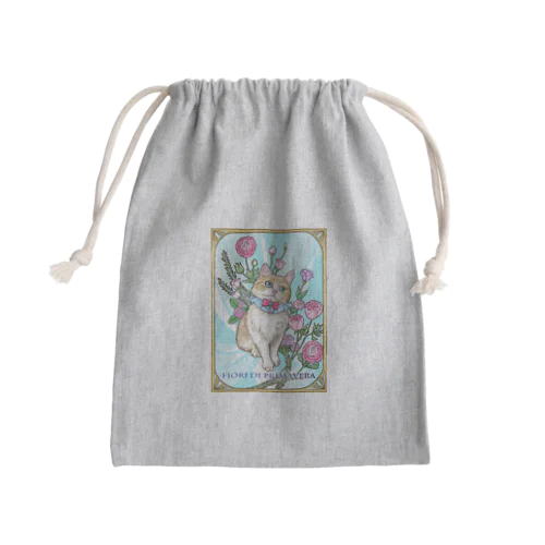 春の花々と猫　Fiori di Primavera Ⅰ Mini Drawstring Bag