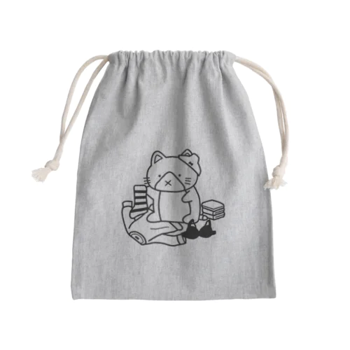 洗濯ものに埋もれるハチワレねこ Mini Drawstring Bag