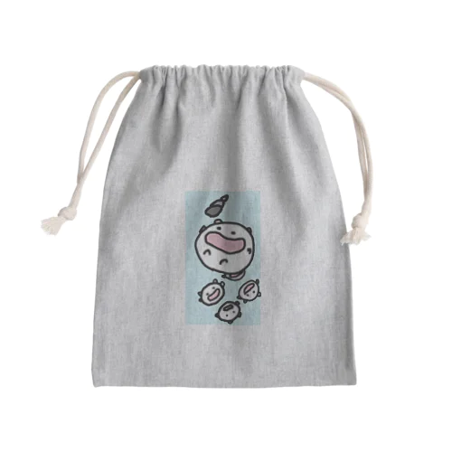 胴上げされるタニシとねこです Mini Drawstring Bag