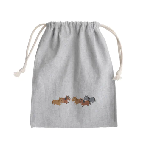 5HORSES☆馬の群れ（5頭） Mini Drawstring Bag
