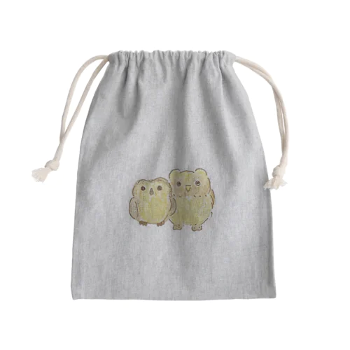 2羽のふくろうさん Mini Drawstring Bag