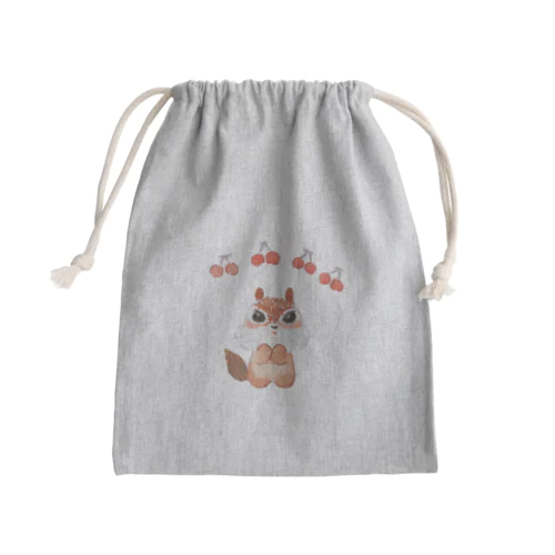 さくらんぼリス Mini Drawstring Bag