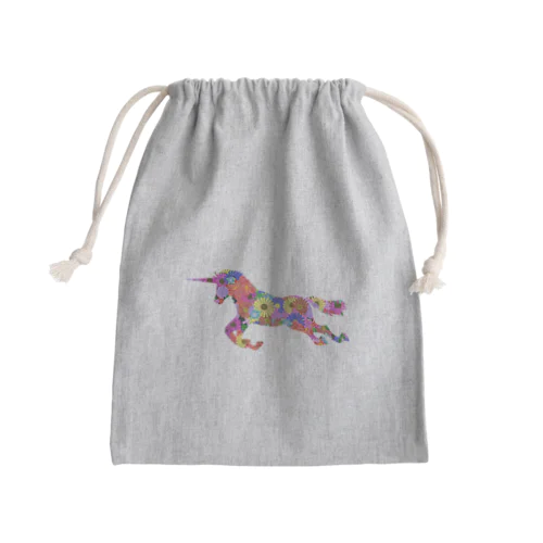 夢かわ花柄ユニコーン Mini Drawstring Bag