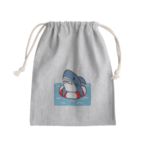 うきわでうかぶサメ Mini Drawstring Bag
