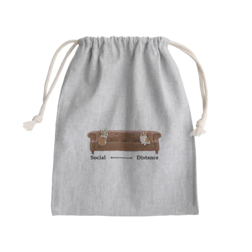 ソーシャルディスタンス　コーギー Mini Drawstring Bag