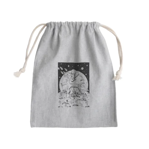 支援イラストモノクロver. Mini Drawstring Bag