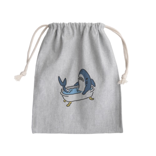 半身浴を楽しむサメ Mini Drawstring Bag