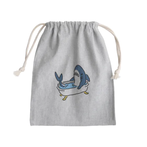 半身浴を楽しむサメ Mini Drawstring Bag