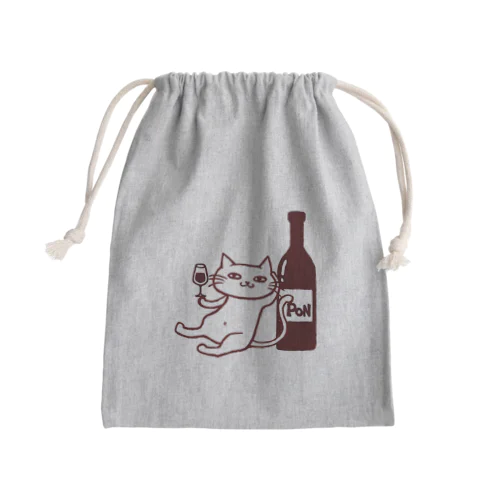 ワインスタンドポンのポンちゃん Mini Drawstring Bag