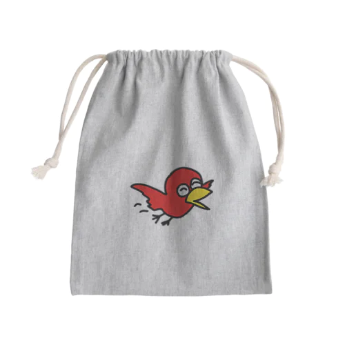 イカした赤い鳥 Mini Drawstring Bag