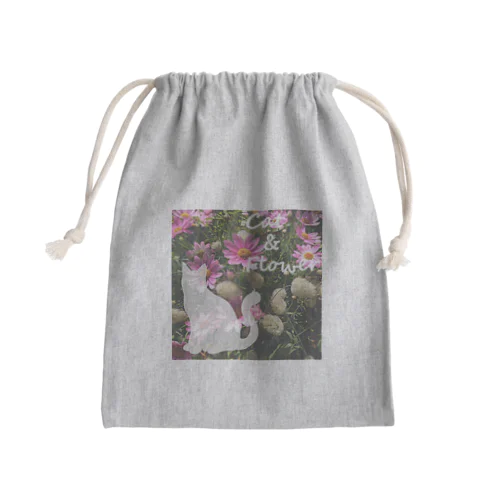 花と猫 Mini Drawstring Bag