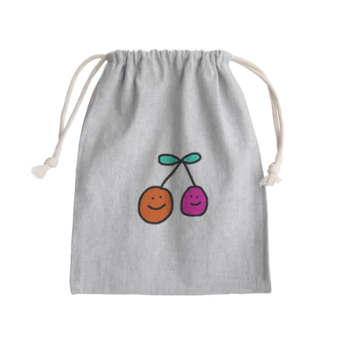 さくらんぼちゃん　オレンジ✖️ピンク Mini Drawstring Bag