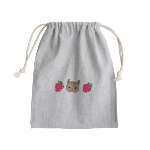 リスといちご Mini Drawstring Bag