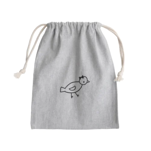 とり 黒 Mini Drawstring Bag