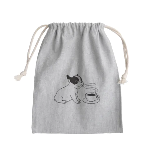  フレンチブルドッグとコーヒー Mini Drawstring Bag