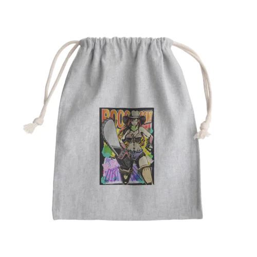 アメリカンコミック（アメコミ）風 セクシーなチェーンソーを持ったカウガール Mini Drawstring Bag