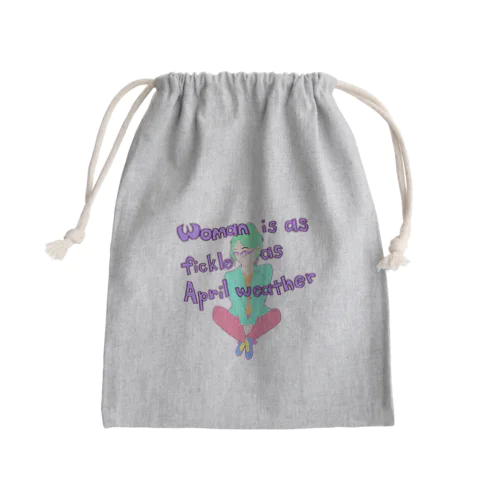 Woman is as fickle as April weather. Mini Drawstring Bag