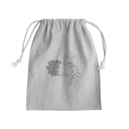 花束をくれるネコ Mini Drawstring Bag