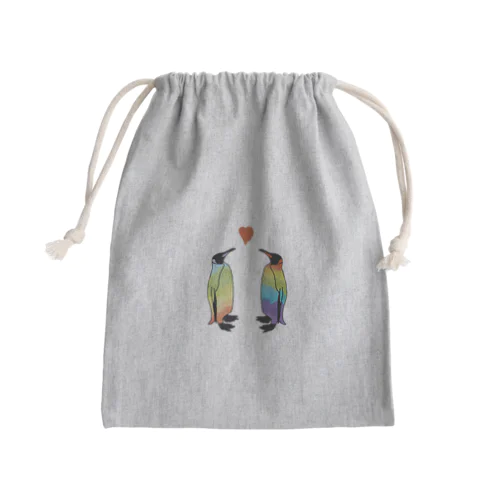 虹色ペンギンLOVE Mini Drawstring Bag