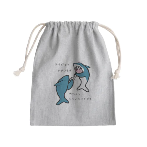 名刺交換するサメたちです Mini Drawstring Bag