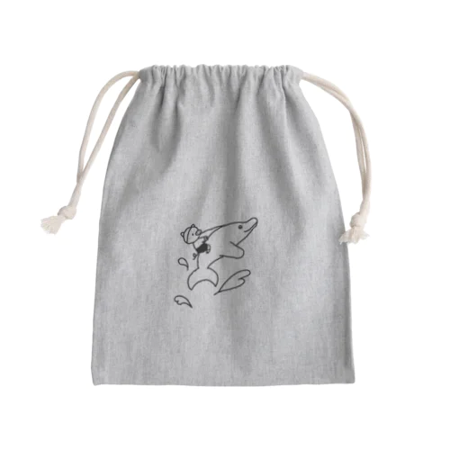 海豚に乗った豚くん Mini Drawstring Bag