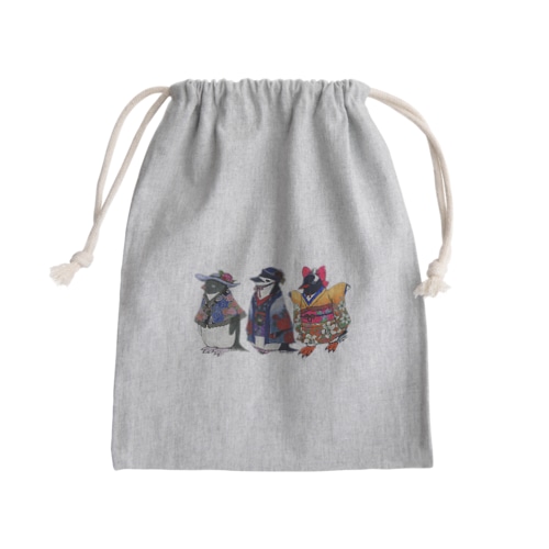 立てば芍薬、座れば牡丹、歩く姿は百合の花-Pygoscelis Kimono Penguins- Mini Drawstring Bag