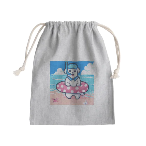 🐶夏が楽しみすぎる犬🌞🌊（ドット） Mini Drawstring Bag