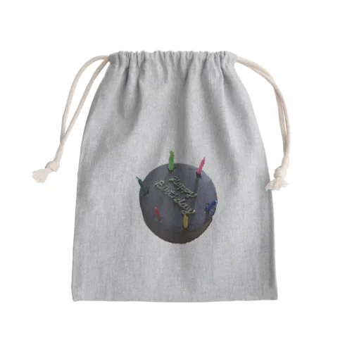 happy birthday cake. Mini Drawstring Bag