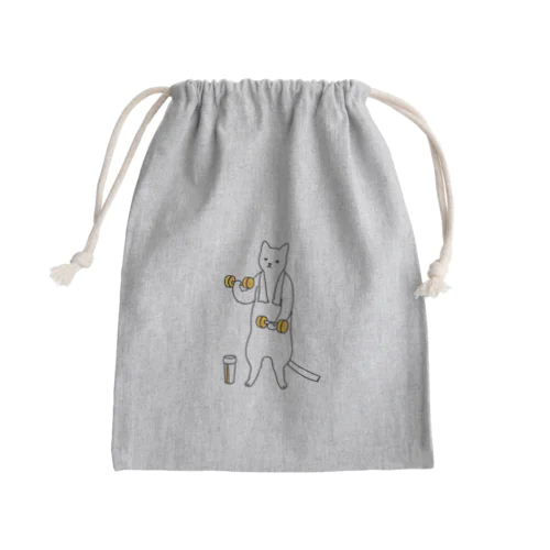 巣ごもり猫とダンベルとプロテイン Mini Drawstring Bag