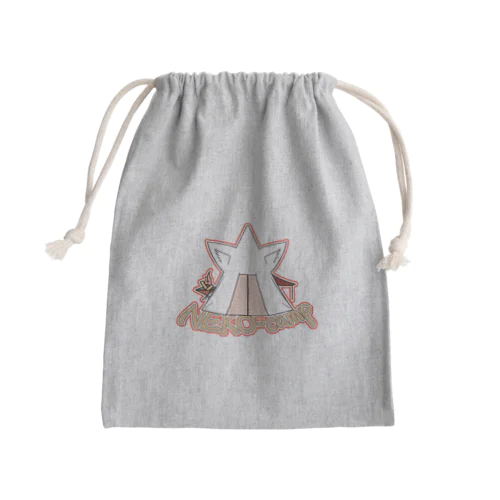 猫キャンプ（白） Mini Drawstring Bag