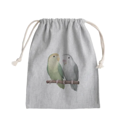 コザクラインコ　モーブとオリーブ【まめるりはことり】 Mini Drawstring Bag