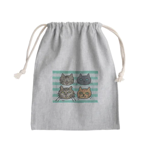 歴代にゃんズゆるゆるフェイス Mini Drawstring Bag