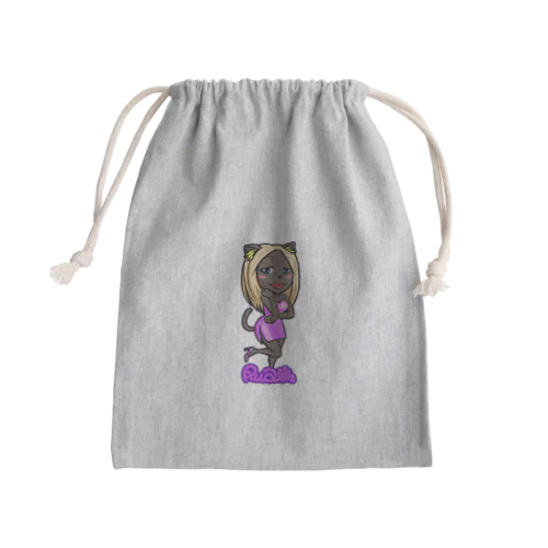 黒ひょうルアたん Mini Drawstring Bag