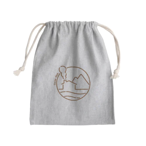 海と山とログハウス（絵が茶Ver.） Mini Drawstring Bag