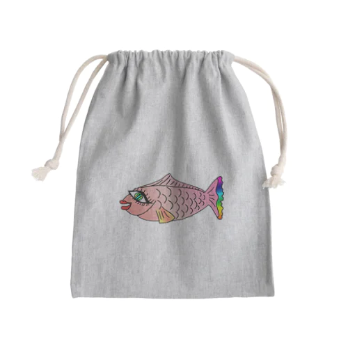 ピンしゃけ Mini Drawstring Bag