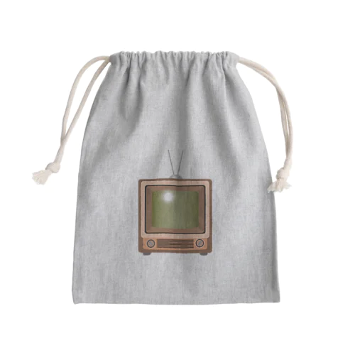 レトロな昭和の可愛い茶色のテレビのイラスト Mini Drawstring Bag