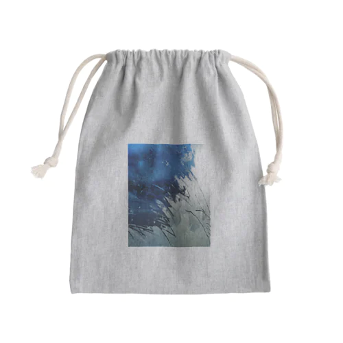 Wall Paint Blue Mini Drawstring Bag