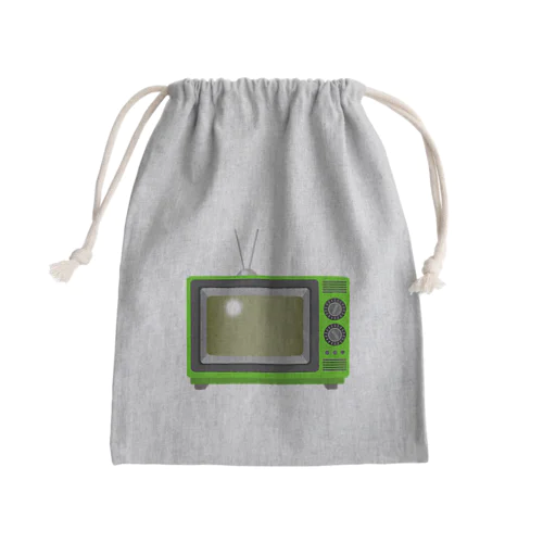 レトロな昭和の可愛い緑色テレビのイラスト Mini Drawstring Bag